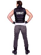 SWAT-officer, maskerad-väst med fickor och dragkedja på framsidan